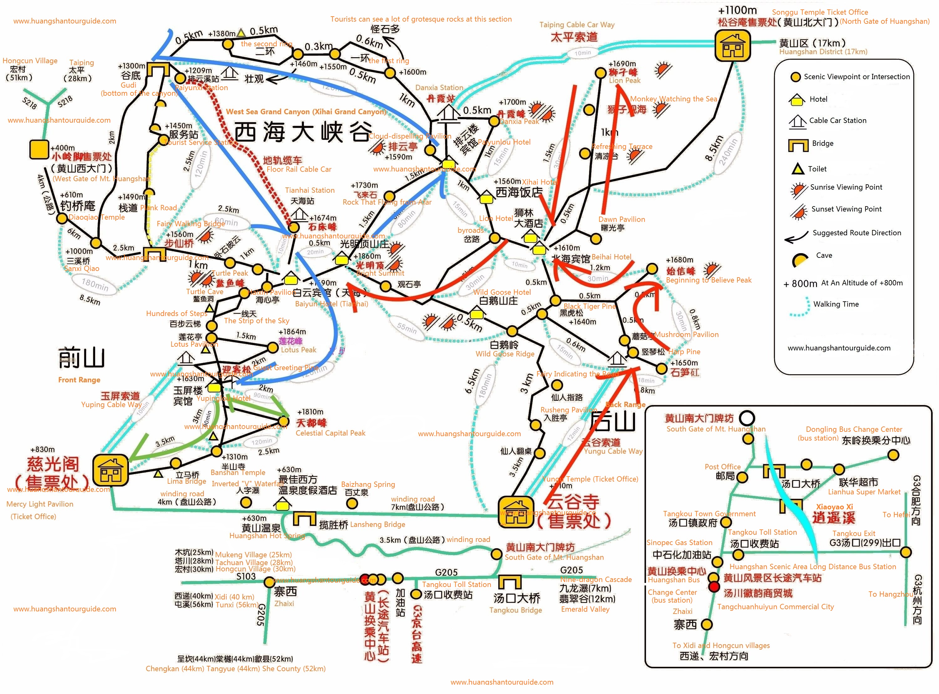 Mount Huangshan Hiking Map